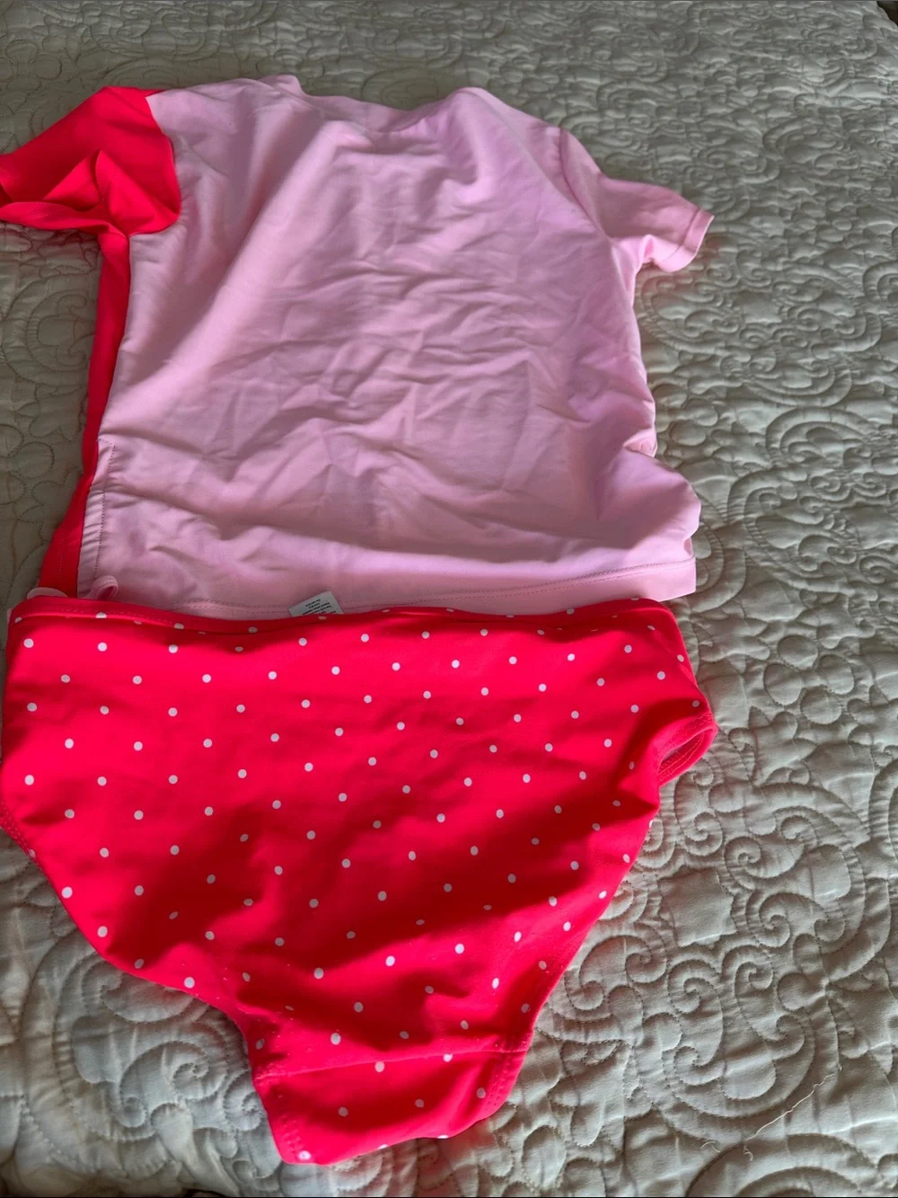 Carter's Pink and Hot Pink Girls' Two-Piece Rash Guard Bikini Set